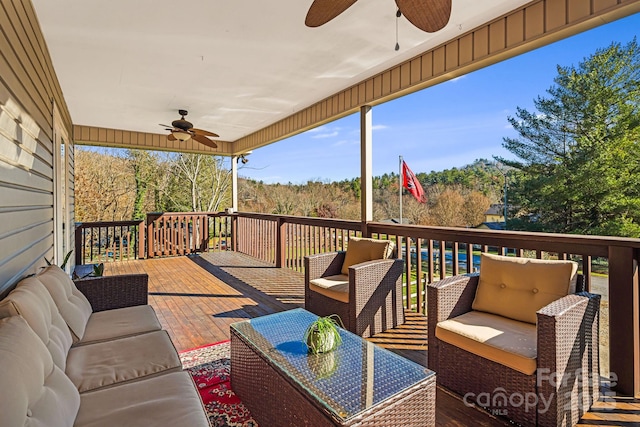 362 Mills Gap Rd Unit 5, Asheville, NC 28803 - deck with a ceiling fan and an outdoor hangout area