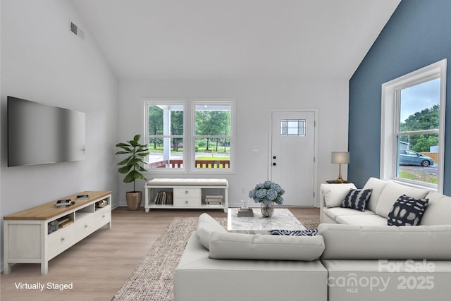 516 N Mulberry St, Cherryville, NC 28021 - living room featuring lofted ceiling and light wood-style flooring