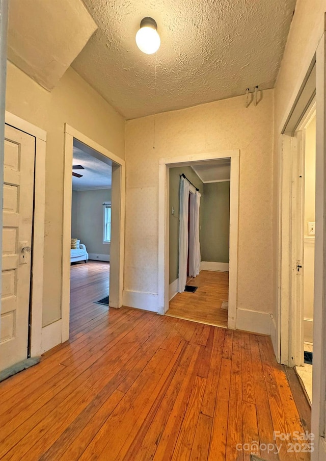 602 Brookshire St, Asheville, NC 28803 - hall featuring hardwood / wood-style floors, a textured ceiling, and baseboards