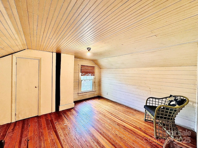 602 Brookshire St, Asheville, NC 28803 - bonus room with lofted ceiling, wood-type flooring, wood walls, and wooden ceiling