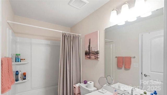 2009 Trindle Vine Ln, Waxhaw, NC 28173 - bathroom featuring shower / tub combo with curtain and vanity