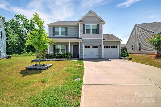 210 Clove Hitch Dr, Statesville, NC 28677 - view of front of home featuring concrete driveway, a front lawn, and a porch