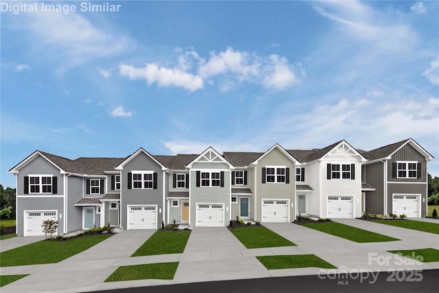 5995 Granbury Dr, Kannapolis, NC 28081 - townhome / multi-family property with concrete driveway, board and batten siding, and an attached garage