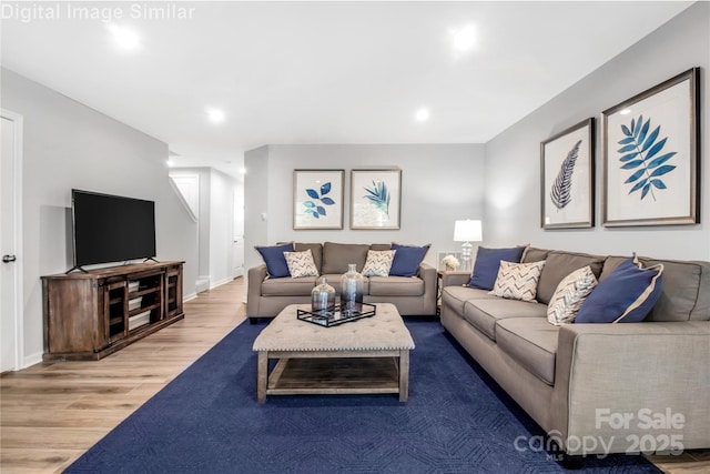 5995 Granbury Dr, Kannapolis, NC 28081 - living area with wood finished floors, recessed lighting, and baseboards