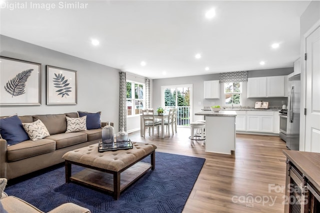 5995 Granbury Dr, Kannapolis, NC 28081 - living area featuring plenty of natural light, recessed lighting, and light wood-style floors