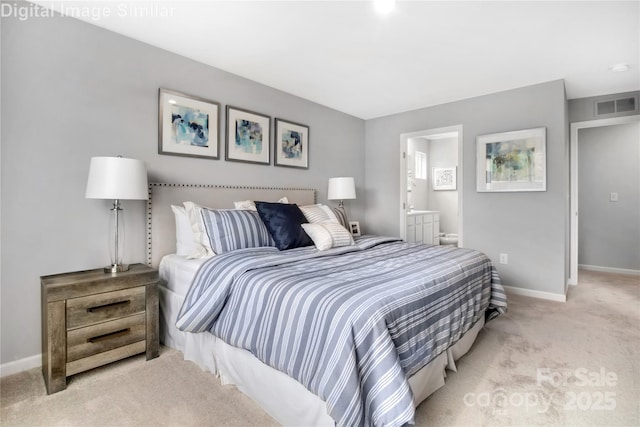 5995 Granbury Dr, Kannapolis, NC 28081 - bedroom featuring light carpet, baseboards, and ensuite bathroom