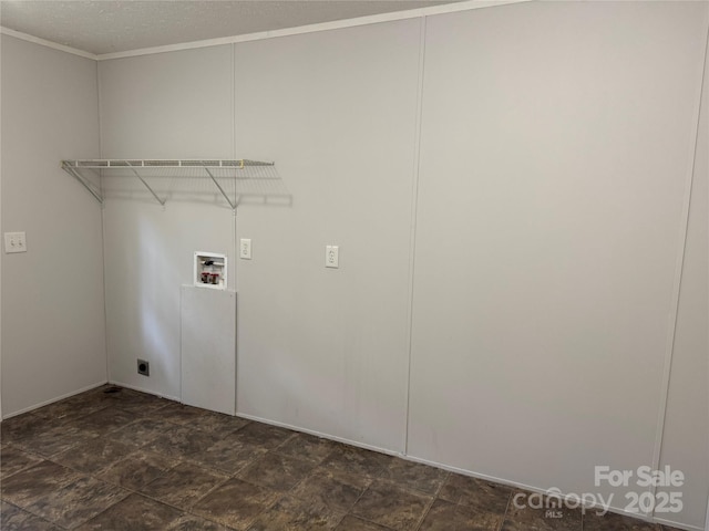 1555 Moore Rd, York, SC 29745 - laundry room featuring hookup for a washing machine, stone finish flooring, and crown molding