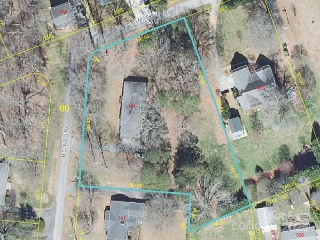 103 Boyd Dr, Stanley, NC 28164 - aerial view of property's location featuring property boundaries highlighted
