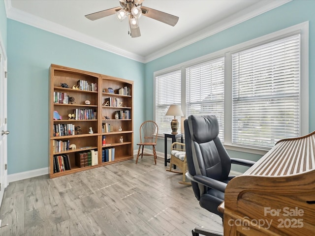177 Yellow Birch Loop, Mooresville, NC 28117 - office space with a ceiling fan, baseboards, wood finished floors, plenty of natural light, and ornamental molding