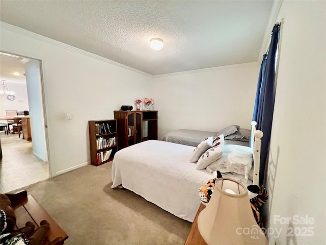 1031 Daniel Dr, Stanley, NC 28164 - bedroom featuring ornamental molding, light carpet, a textured ceiling, and baseboards