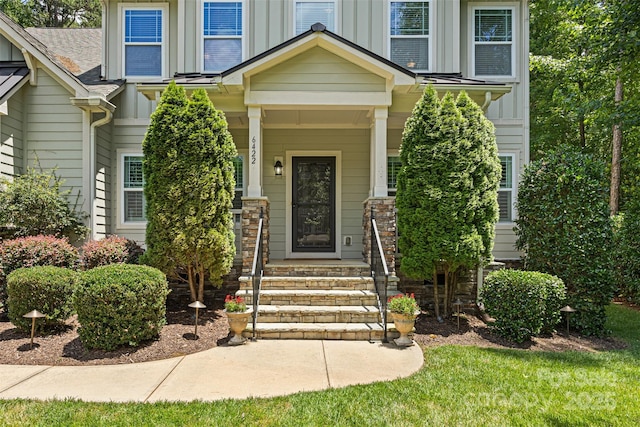 6422 Northern Red Oak Dr, Mint Hill, NC 28227 - view of exterior entry featuring board and batten siding