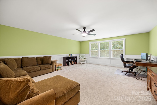 6422 Northern Red Oak Dr, Mint Hill, NC 28227 - carpeted office space featuring wainscoting and a ceiling fan