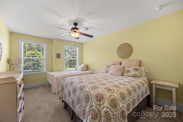 6422 Northern Red Oak Dr, Mint Hill, NC 28227 - bedroom with light carpet and a ceiling fan