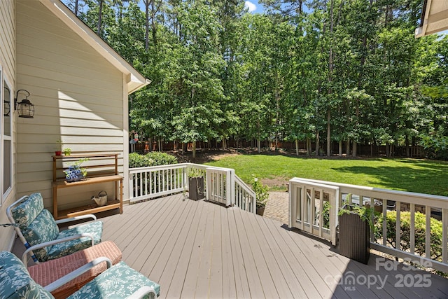 6422 Northern Red Oak Dr, Mint Hill, NC 28227 - wooden deck with a fenced backyard and view of scattered trees