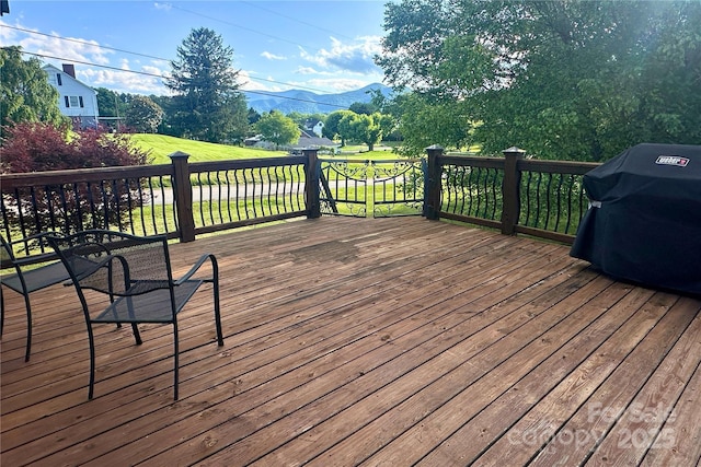 4320 Pisgah Dr, Canton, NC 28716 - deck with a mountain view, a grill, and a lawn