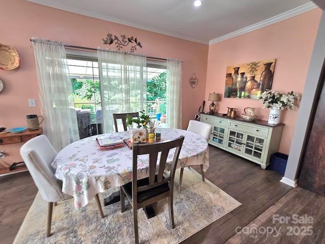 16115 Commodore Dr, Lancaster, SC 29720 - dining room featuring ornamental molding and dark wood-type flooring