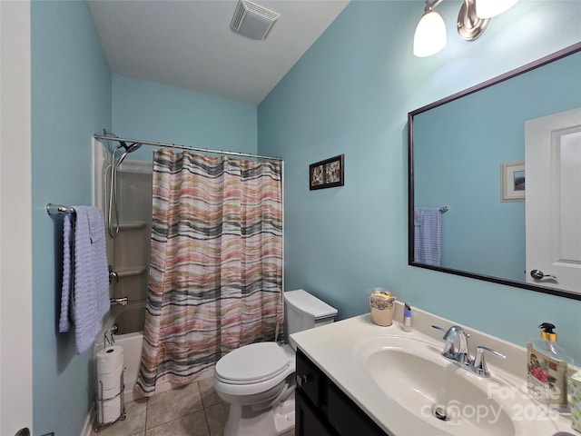 16115 Commodore Dr, Lancaster, SC 29720 - bathroom featuring toilet, vanity, shower / tub combo, and tile patterned floors