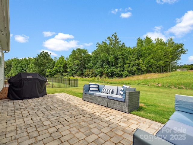 6020 Waldorf Ave, Monroe, NC 28110 - view of patio with an outdoor living space and a grill