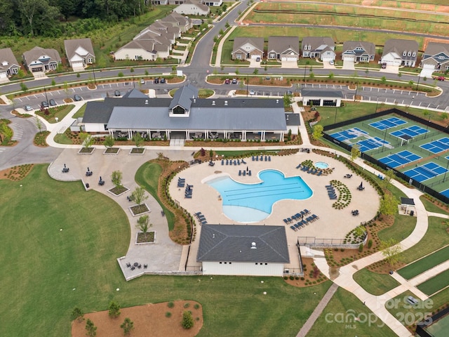 6020 Waldorf Ave, Monroe, NC 28110 - aerial perspective of suburban area with a pool area
