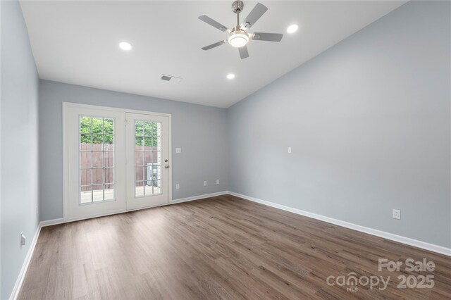 2045 Pin Oak Pl, Cramerton, NC 28032 - unfurnished room with a ceiling fan, wood finished floors, and recessed lighting