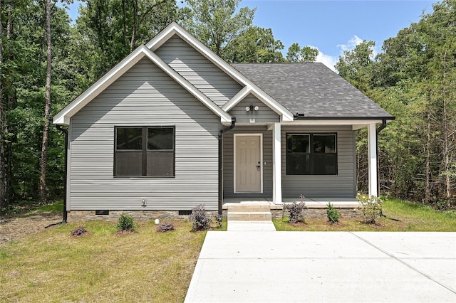 446 Mint St, Rock Hill, SC 29730 - bungalow-style house featuring crawl space, a porch, a front yard, and roof with shingles
