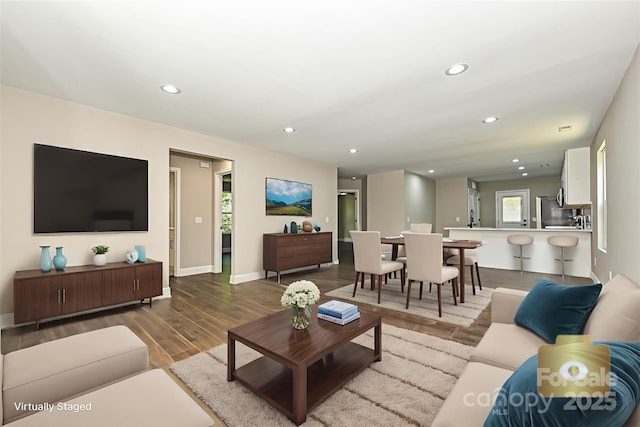 446 Mint St, Rock Hill, SC 29730 - living room with wood finished floors, recessed lighting, and baseboards