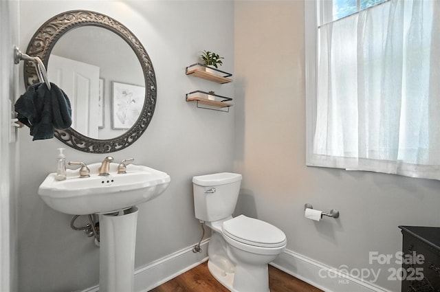 5916 Four Wood Dr, Matthews, NC 28104 - bathroom with toilet and wood finished floors