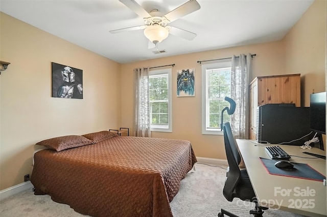 5916 Four Wood Dr, Matthews, NC 28104 - bedroom featuring light colored carpet, a desk, and a ceiling fan