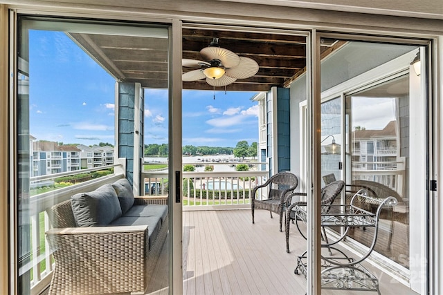 1038 SW Dr, Davidson, NC 28036 - wooden deck with a ceiling fan