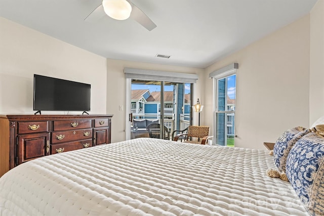 1038 SW Dr, Davidson, NC 28036 - bedroom with access to outside and ceiling fan