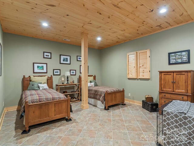 1526 Pisgah Preserve Dr Unit 7-8, Nebo, NC 28761 - bedroom with recessed lighting, wood ceiling, and light tile patterned flooring