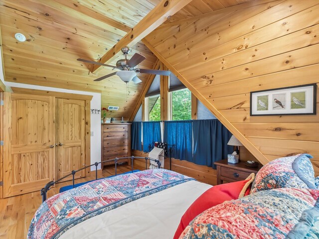 1526 Pisgah Preserve Dr Unit 7-8, Nebo, NC 28761 - bedroom with wood ceiling, hardwood / wood-style flooring, and wooden walls