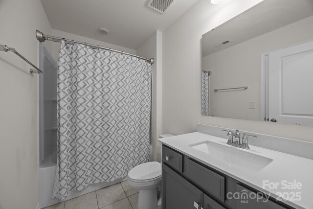 4427 Poplin Grove Dr, Indian Trail, NC 28079 - full bathroom featuring vanity, toilet, tile patterned floors, and shower / bath combo