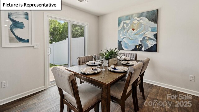 5912 Faron Way, Charlotte, NC 28262 - dining room with baseboards and dark wood finished floors