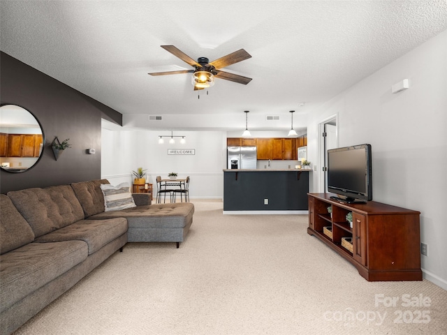 91 Morningside Ln, Hendersonville, NC 28792 - living area featuring light carpet and a ceiling fan
