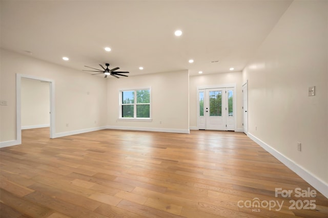 1872 Piney Mountain Church Rd, Bostic, NC 28018 - unfurnished room with light wood-type flooring, plenty of natural light, recessed lighting, ceiling fan, and baseboards