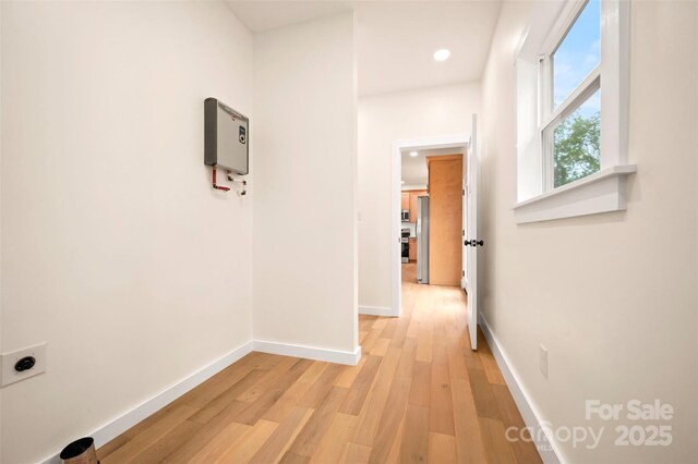 1872 Piney Mountain Church Rd, Bostic, NC 28018 - hall with light wood-style floors, baseboards, and recessed lighting
