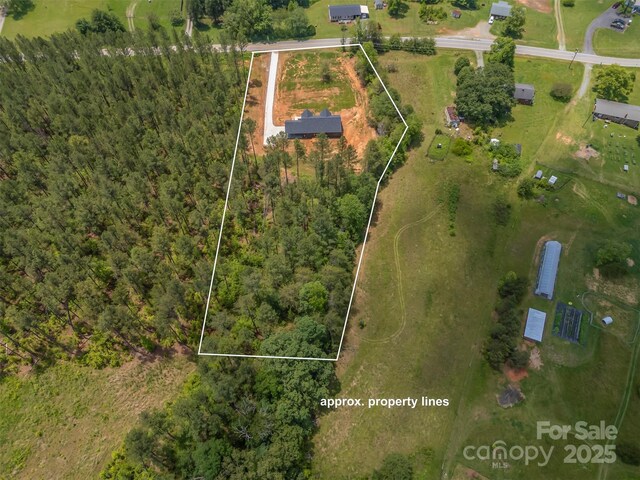 1872 Piney Mountain Church Rd, Bostic, NC 28018 - aerial view of property and surrounding area featuring property parcel outlined