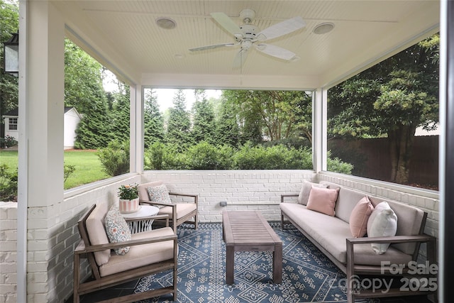 4126 Tyndale Ave, Charlotte, NC 28210 - view of patio with an outdoor hangout area and a ceiling fan