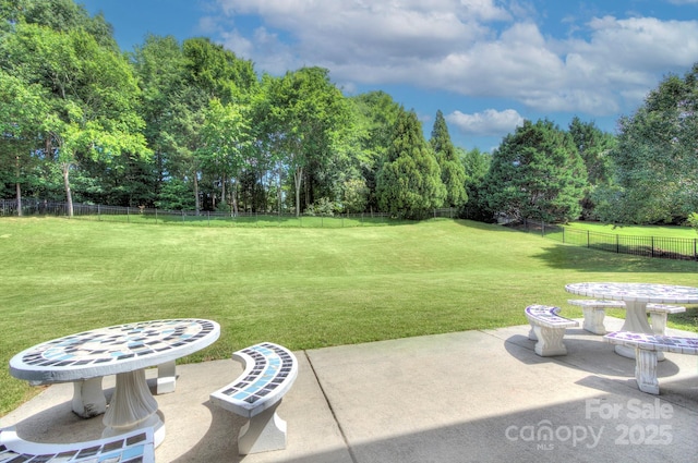 604 Palmerston Ln, Waxhaw, NC 28173 - fenced backyard featuring a patio area and view of scattered trees
