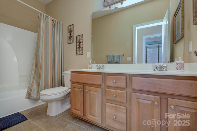604 Palmerston Ln, Waxhaw, NC 28173 - full bathroom with double vanity, shower / bath combo with shower curtain, and tile patterned floors