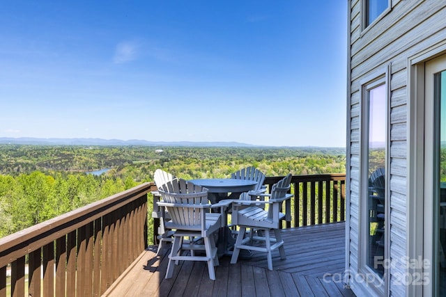 4933 NC Highway 268 W, Wilkesboro, NC 28697 - wooden deck featuring a forest view and outdoor dining space