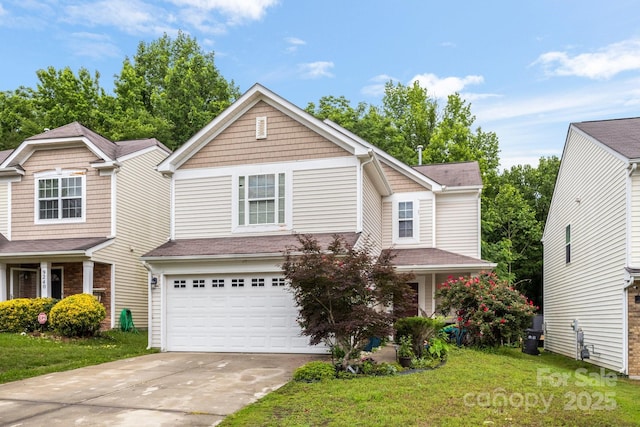 9236 Clifton Meadow Dr, Matthews, NC 28105 - traditional-style house featuring an attached garage, driveway, and a front lawn