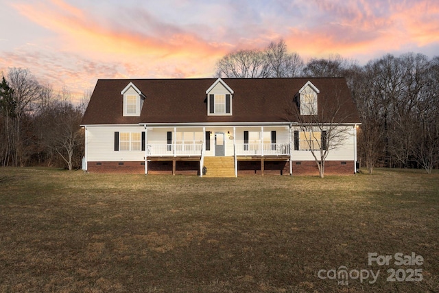1285 Waitman Rd, Lexington, NC 27295 - view of front of property with crawl space, a porch, and a lawn