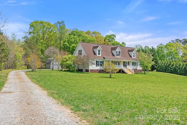1285 Waitman Rd, Lexington, NC 27295 - new england style home featuring crawl space, a front lawn, covered porch, and driveway
