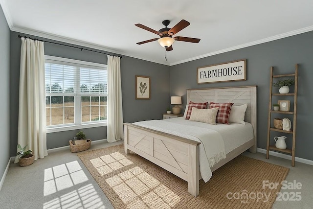 1285 Waitman Rd, Lexington, NC 27295 - bedroom with carpet flooring, crown molding, baseboards, and a ceiling fan