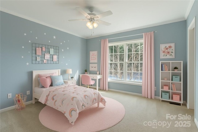 1285 Waitman Rd, Lexington, NC 27295 - carpeted bedroom featuring crown molding, baseboards, and ceiling fan