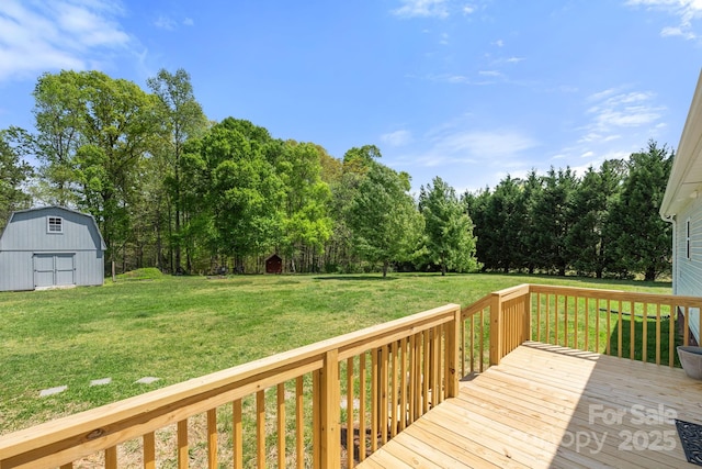 1285 Waitman Rd, Lexington, NC 27295 - wooden terrace featuring a lawn and an outbuilding