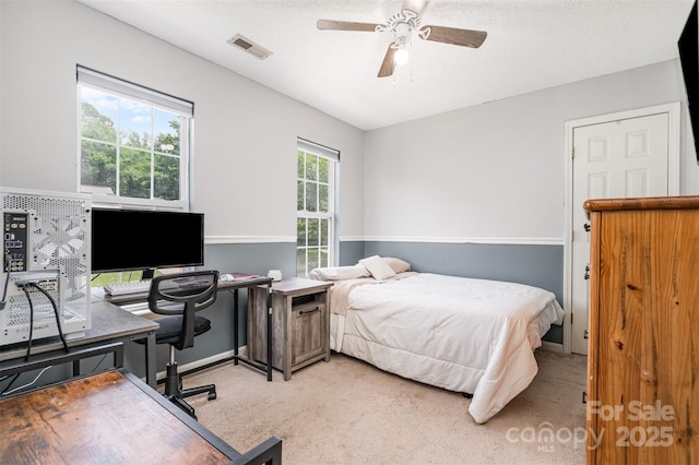 108 Shade Tree Cir, Fort Mill, SC 29715 - bedroom with an office area, light carpet, and a ceiling fan