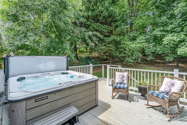 108 Shade Tree Cir, Fort Mill, SC 29715 - wooden terrace featuring a hot tub